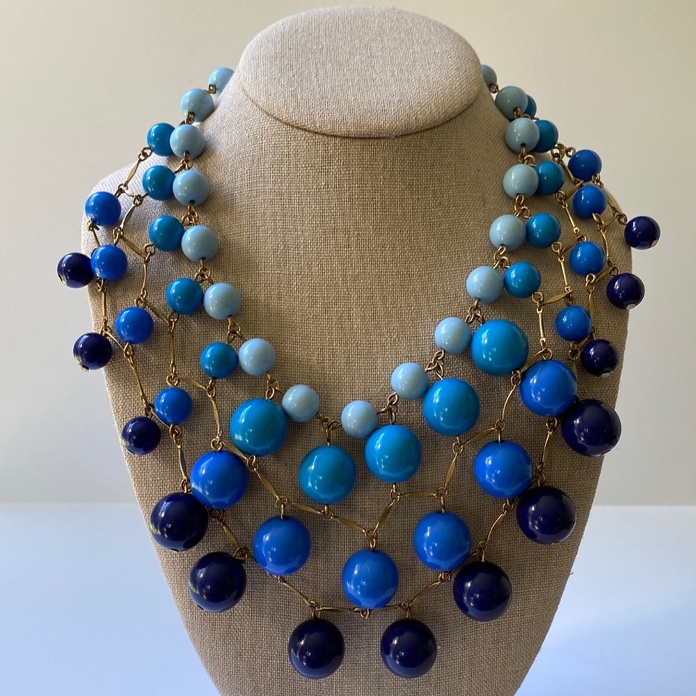J. Crew Blue Bauble Ombré Cascade Necklace